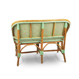 Lyon French Bistro Rattan Banquette/Bench, 2-Seat, Honeycomb - Jade/Pink