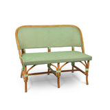 Lyon French Bistro Rattan Banquette/Bench, 2-Seat, Honeycomb - Jade/Pink