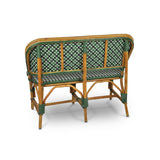 Lyon French Bistro Rattan Banquette/Bench, 2-Seat, Crosses - Green/Black/White