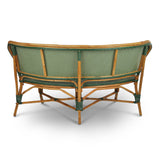 Valence French Bistro Rattan Demi Lune Banquette/Bench, 2-Seat, Fine Squares - Green/Creme