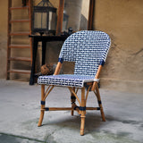 Saint Tropez French Bistro Rattan Chair - Basket - Navy Blue/White