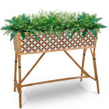 Lyon French Bistro Rattan Planter with Stand (Flower Box) - Flowers - White/Orange/Green