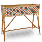 Lyon French Bistro Rattan Planter with Stand (Flower Box) - Flowers - White/Orange/Green