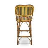 Valence French Bistro Rattan Bar Chair - Arrows with Stripes - Yellow/Green/Gold