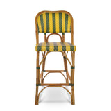 Valence French Bistro Rattan Bar Chair - Arrows with Stripes - Yellow/Green/Gold