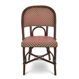 Valence French Bistro Rattan Chair - Large Diamonds - Green/Pink - Stained