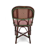 Valence French Bistro Rattan Chair - Large Diamonds - Green/Pink - Stained