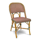 Valence French Bistro Rattan Chair - Diamonds, Large - Green/Pink