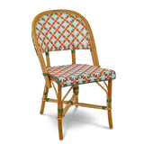 Biarritz French Bistro Rattan Chair - Flowers - White/Orange/Green