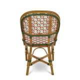 Biarritz French Bistro Rattan Chair - Fleurs - White/Green/Orange