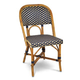 Valence French Rattan Bistro Chair - Squares, Large - Navy Blue/Gold