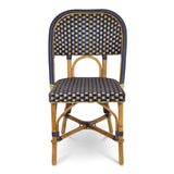 Valence French Rattan Bistro Chair - Squares, Large - Navy Blue/Gold - Simple Weave - Navy Blue