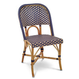 Valence French Rattan Bistro Chair - Squares, Large - Navy Blue/Gold - Simple Weave - Navy Blue