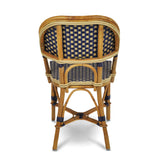 Valence French Rattan Bistro Chair - Squares, Large - Navy Blue/Gold