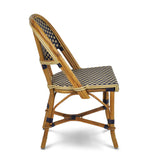 Valence French Rattan Bistro Chair - Squares, Large - Navy Blue/Gold