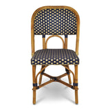 Valence French Rattan Bistro Chair - Squares, Large - Navy Blue/Gold