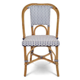 Lyon French Bistro Rattan Chair - Small Squares - White/Navy Blue