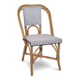 Lyon French Bistro Rattan Chair - Small Squares - White/Navy Blue