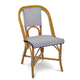 Lyon French Bistro Rattan Chair - Squares, Small - White/Navy Blue