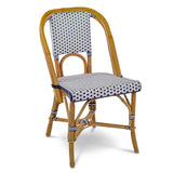 Lyon French Rattan Bistro Chair - Squares, Small - White/Navy Blue