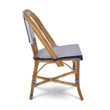 Lyon French Bistro Rattan Chair - Squares, Small - White/Navy Blue