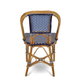 Lyon French Bistro Rattan Chair - Small Squares - Navy Blue/White