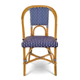 Lyon French Bistro Rattan Chair - Small Squares - Navy Blue/White