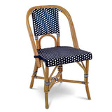 Lyon French Rattan Bistro Chair - Squares, Small - Navy Blue/White