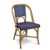 Lyon French Bistro Rattan Chair - Small Squares - Navy Blue/White