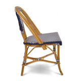 Lyon French Bistro Rattan Chair - Small Squares - Navy Blue/White