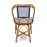 Lyon French Bistro Rattan Chair - Small Squares - White/Navy Blue