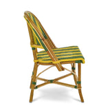 Biarritz French Bistro Rattan Chair - Arrows with Stripes - Green/Yellow