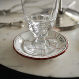 Porcelain Absinthe Saucer, 75 Cts, Red/Silver, with Lines