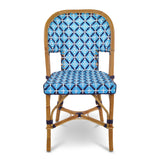 Saint Tropez French Rattan Bistro Chair - Crosses - Sky Blue/Navy Blue/White