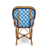 Saint Tropez French Rattan Bistro Chair - Crosses - Sky Blue/Navy Blue/White