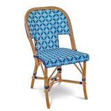 Saint Tropez French Rattan Bistro Chair - Crosses - Sky Blue/Navy Blue/White