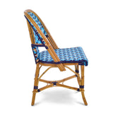 Saint Tropez French Rattan Bistro Chair - Crosses - Sky Blue/Navy Blue/White