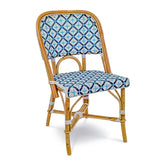 Valence French Bistro Rattan Chair - Crosses - White/Navy Blue/Sky Blue