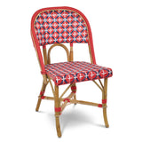 Valence French Bistro Rattan Chair - Crosses - Red/Navy Blue/White