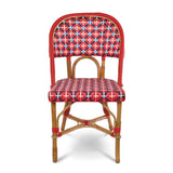 Valence French Bistro Rattan Chair - Crosses - Red/Navy Blue/White