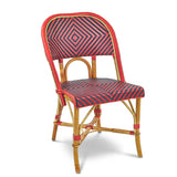 Valence French Bistro Rattan Chair - Diamonds, Large - Red/Navy Blue