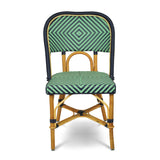 Valence French Bistro Rattan Chair - Diamonds, Large - Navy Blue/Jade - Simple Weave - Navy Blue