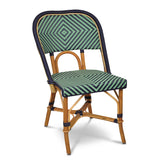 Valence French Bistro Rattan Chair - Diamonds, Large - Navy Blue/Jade - Simple Weave - Navy Blue