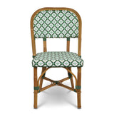 Biarritz French Bistro Rattan Chair - Crosses - Green/White/Jade