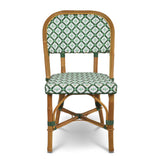 Biarritz French Rattan Bistro Chair - Crosses - Green/White/Jade