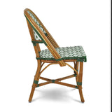 Biarritz French Bistro Rattan Chair - Crosses - Green/White/Jade
