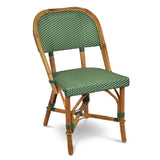 Biarritz French Bistro Rattan Chair - Squares, Fine - Green/Creme