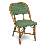 Biarritz French Rattan Bistro Chair - Squares, Fine - Green/Creme