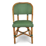 Biarritz French Bistro Rattan Chair - Squares, Fine - Green/Creme