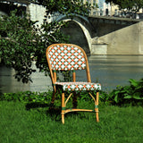 Biarritz French Bistro Rattan Chair - Fleurs - White/Green/Orange